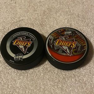 Johnstown Chiefs ECHL 2 Hockey Puck Bundle